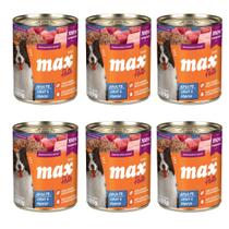 Kit C/6 Ração Úmida Patê Max Cães Adultos Carne Frango 280g