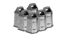 Kit c/ 6 Ralador Multiuso 6 Faces Inox com Alça Facil Uso