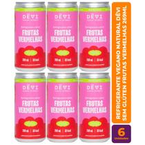 Kit c/ 6 Refrigerante Vegano Natural DÊVI Frutas Vermelhas 269ml