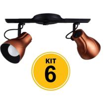 Kit c/ 6 Spot Trilho Direcionável Octa 2 Plus Cobre - Startec