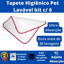 Kit c/ 6 Tapete higiênico pet lavável dupla camada