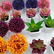 Kit C/6 Vasinhos Cerâmica De Mini Suculentas Artificiais Kit C/6 Vasinhos Cerâmica De Mini Suculentas Artificiais