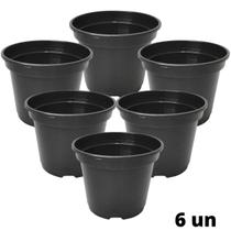 KIT C/6 Vaso Plantio P09 (250 ML) Preto INJEPLASTEC