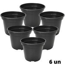 Kit C/6 Vaso Plantio P09 (250 Ml) Preto Injeplastec