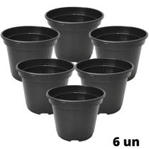 KIT C/6 Vaso Plantio P11 (450 ML) Preto INJEPLASTEC
