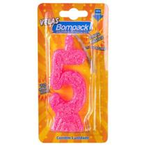 Kit c/ 6 Vela Supernumeros Bompack N5 Rosa Un - Embrast