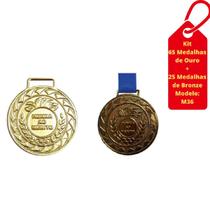 Kit C/65 Medalhas de Ouro+25 Medalhas de BronzeM36 Fita Azul - 1 Fit
