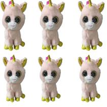 Kit C/6x Brinquedo de Pelúcia Unicórnio Rosa - Ty Rara