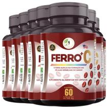 KIT C/7 Ferro Vitamina C Quelado Premium 60 Cáps - Fits Life