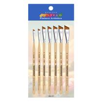 Kit c/ 7 Pinceis Chanfrado Artisticos Pintura Castelo Kit c/ 7 Pinceis Chanfrado Artisticos Pintura Castelo