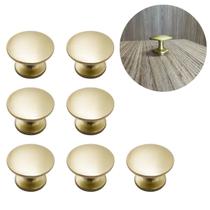 Kit C/ 7 Puxador Redondo Ponto Botão 24mm Dourado Escovado P/ Móveis