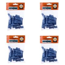 Kit C/ 72 Bucha Plástica Azul Sem Parafuso Com Aba Anel 12mm Kit C/ 72 Bucha Plástica Azul Sem Parafuso Com Aba Anel 12mm