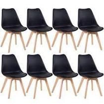 Kit C/ 8 Cadeiras Leda Charles Eames Saarinen Wood Preta