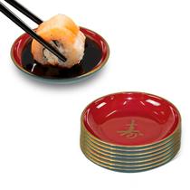 Kit C/ 8 Molheira Redonda Vermelha para Shoyu ou Molhos