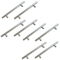 Kit c/8 Puxadores para Móveis e Gavetas 20 cm Estilo Minimalista Aço Inoxidável Acabamento Prata