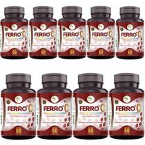 KIT C/9 Ferro Vitamina C Quelado Premium 60 Cáps - Fits Life
