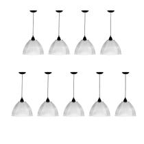 Kit c/9 lustre pendente industrial galpão prismatico preto