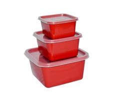 Kit C/9 Potes Quadrado Vermelho Herméticos, Marmita Multiuso - Plasmotta