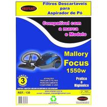 Kit c/9 Sacos Descartáveis Aspirador Mallory Focus 1550W Kit c/9 Sacos Descartáveis Aspirador Mallory Focus 1550W