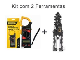 Kit c/ Alicate Amperimetro Pinça Digital Profissional e Alicate Descascasdor 25 em 1 Kit c/ Alicate Amperimetro Pinça Digital Profissional e Alicate Descascasdor 25 em 1