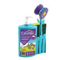 Kit C/ Dispenser Detergente 500ml E Suporte Esponja CasaMia