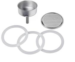 Kit C/ Funil Com 3 Anéis De Borracha e Filtro Para Cafeteira Italiana 3 Xícaras
