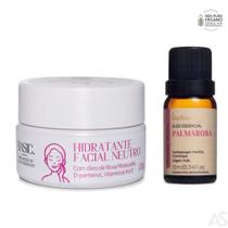 Kit c/ Hidratante facial neutro + Óleo essencial Palmarosa. - Via Aroma