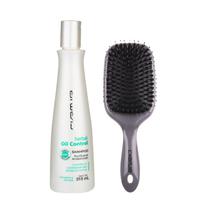 Kit C.Kamura Shampoo Herbal Oil Control e Escova Cerdas Mistas