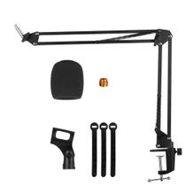 Kit c/ Pedestal/Braço Articulado p/ Microfone Condensador, Espuma, Tiras, Adaptador 3/8" p/ 5/8"