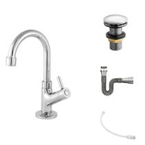 Kit C/Torneira 1198 1/4 Volta + Válvula Click Up 1 1/2" (4,0cm) + Sifão Cromado + Flexível