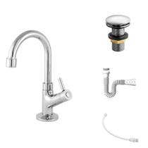 Kit C/Torneira 1198 1/4 Volta + Válvula Click Up 1 1/2" (4,0cm) + Sifão Pvc Branco + Flexível