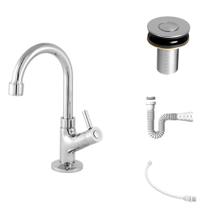 Kit C/Torneira 1198 1/4 Volta + Válvula Click Up 1”B (2,6cm) + Sifão Pvc Branco + Flexível