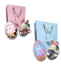 kit c2 Coelhos + 2 Ovos Páscoa Metal Colecionavel +2 Sacolas