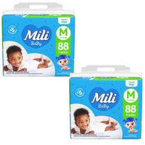 Kit C2 Fralda Baby Giga M 88 unidades - Mili