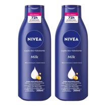 Kit C2 Loção DeoHidratante Corporal NIVEA Milk 72h 200ml
