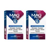Kit C2 Mag Plus 6 Magnésio C60 Herbamed Energia Muscular
