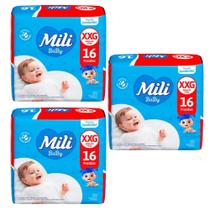 Kit C3 Fralda Descartável Tam XXG Jumbinho - Mili Baby Kit C3 Fralda Descartável Tam XXG Jumbinho - Mili Baby