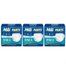 Kit C3 Fralda Geriátrica Pants P/M com 8 Unidades Mili