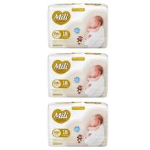 Kit C3 Fralda RN Mili Love Care Premium C/18 Unidades - Mili