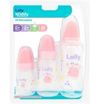 Kit C3 Mamadeiras Com bico Silicone Lolly Rosa 250/160/70ml