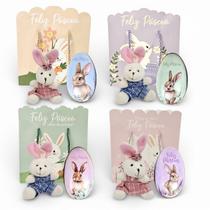 kit c4 Coelhos +4 Ovos Páscoa Metal Colecionavel +4 Sacolas