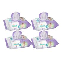 Kit C4 Lenço Cuidado Camomila Erva Doce C100 Meu Bebê Soft