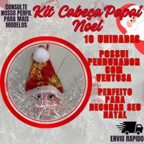 Kit Cabeça Papai Noel Ventoza Vidro Natal Final Ano C/10