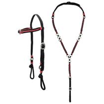 Kit Cabeçada e Peitoral trançados de corda - Preta SV5228