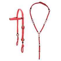 Kit Cabeçada e Peitoral trançados de corda - Vermelho SV5230