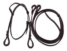 Kit Cabeçada Princesinha e Rédea de Couro Aberta Marrom Para Cavalo