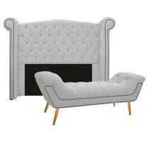 Kit Cabeceira 100 cm Suede + Calçadeira Madrid Branco