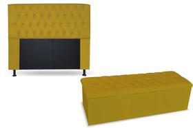 Kit cabeceira 140 + recamier 140 lady cor suede amarelo topázio decor