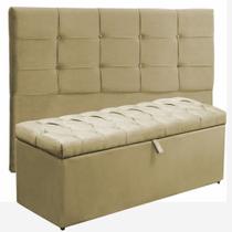 Kit Cabeceira Ana Luisa+ Calçadeira Itália King 195 CM Suede Marfim - D A Decor