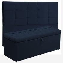 Kit Cabeceira Ana Luisa+ Calçadeira Itálialia Casal 140 CM Suede Azul Marinho - D A Decor Kit Cabeceira Ana Luisa+ Calçadeira Itálialia Casal 140 CM Suede Azul Marinho - D A Decor